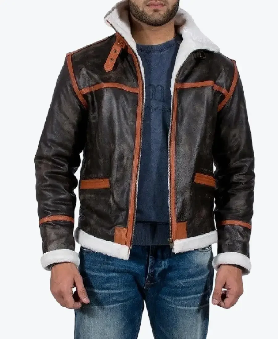 Men's Alpine Brown Fur Leather Jacket Rare Jacket