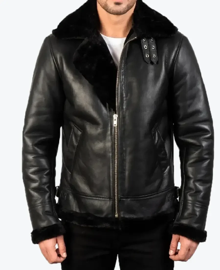 Men's B-3 Black Leather Bomber Jackets Rare Jacket