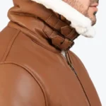 Men's B-3 Brown Leather Bomber Jackets Collar Rare Jacket