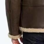 Men’s B6 Dark Brown Hooded Shearling Leather Jacket Sleeves Rare Jacket