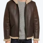 Men’s B6 Dark Brown Hooded Shearling Leather Jackets Rare Jacket