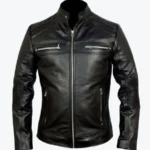 Mens Black Biker Cafe Racer Leather Jackets Rare Jacket