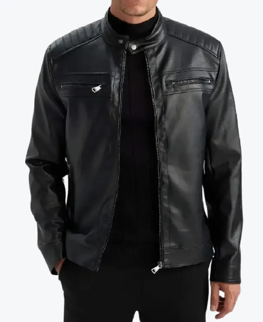 Men's Black Quilted Biker Leather Jackets Rare Jacket