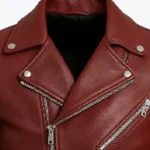 Men's Blaze Burgundy Motorcycle Leather Jacket Collar Rare Jacket