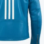 Men's Blue Motorcycle Leather Jacket Sleeves Rare Jacket