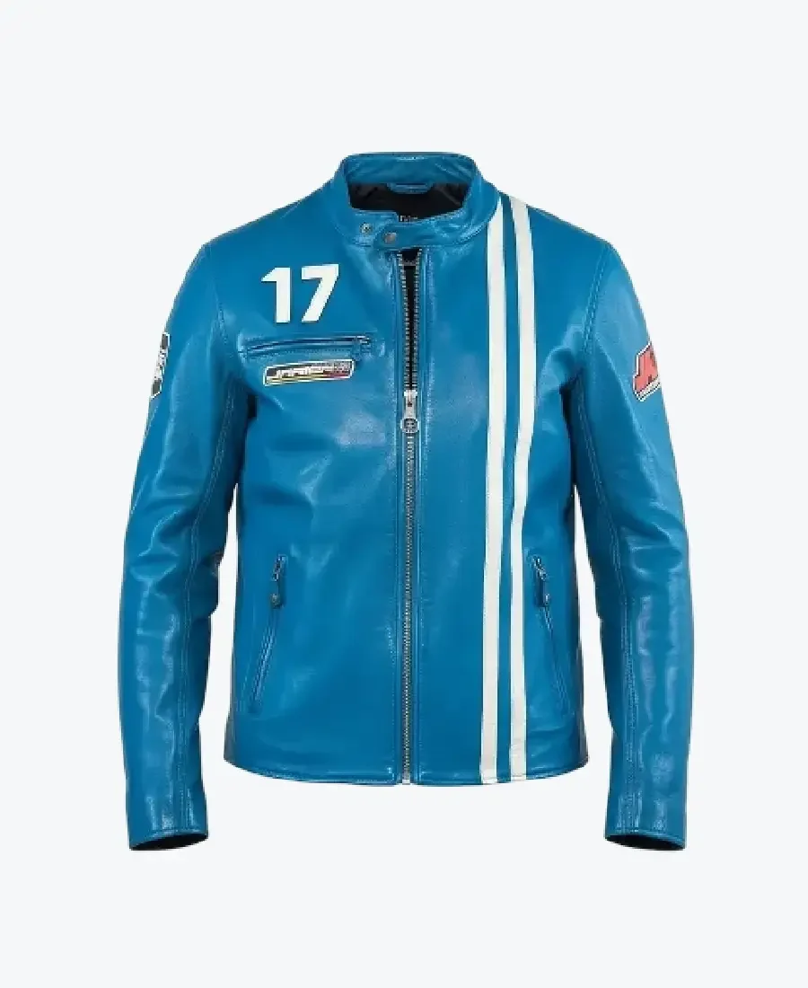 Men's Blue Motorcycle Leather Jackets Rare Jacket