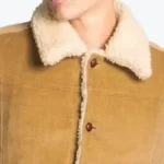 Men's Brown Corduroy Shearling Jacket Collar Rare Jacket