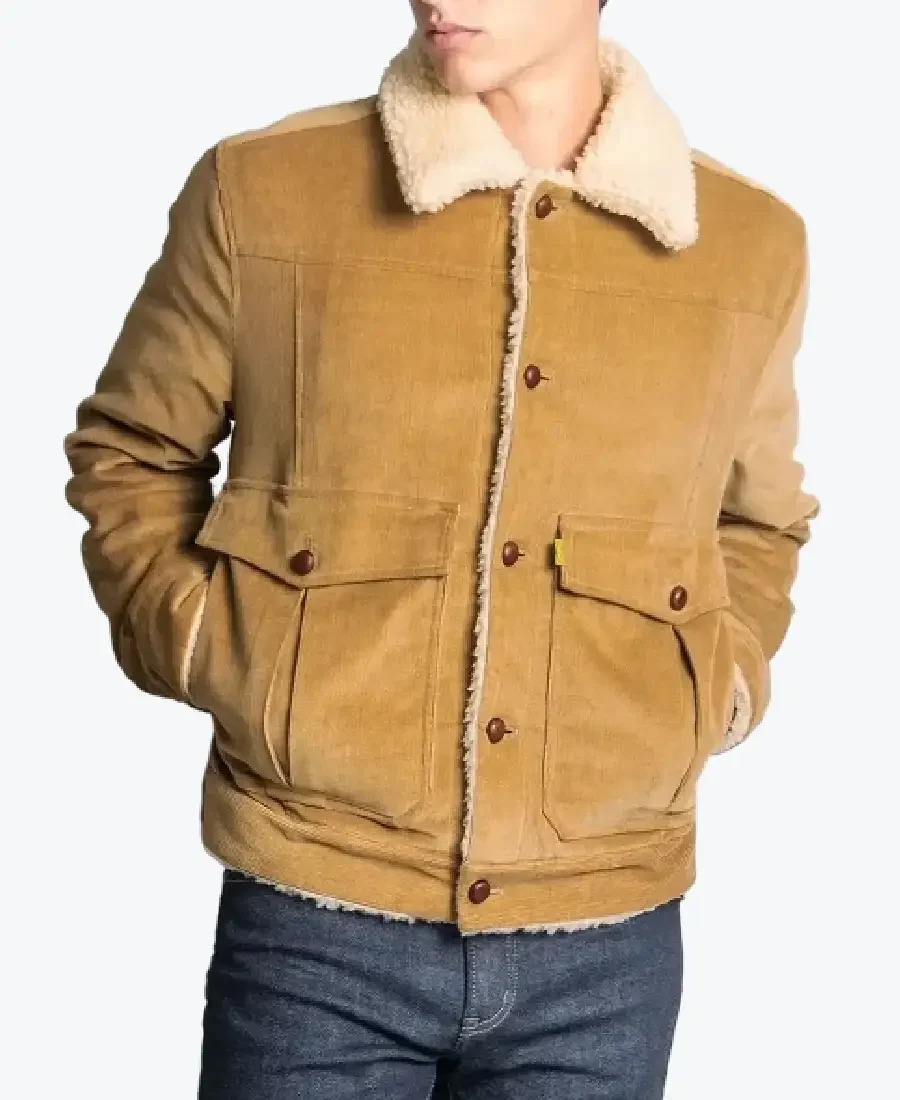 Men's Brown Corduroy Shearling Jackets Rare Jacket