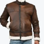 Men’s Brown Leather Faux Shearling Jacket Rare Jacket