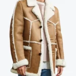 Men’s Brown Shearling Suede Leather Jacket Rare Jacket