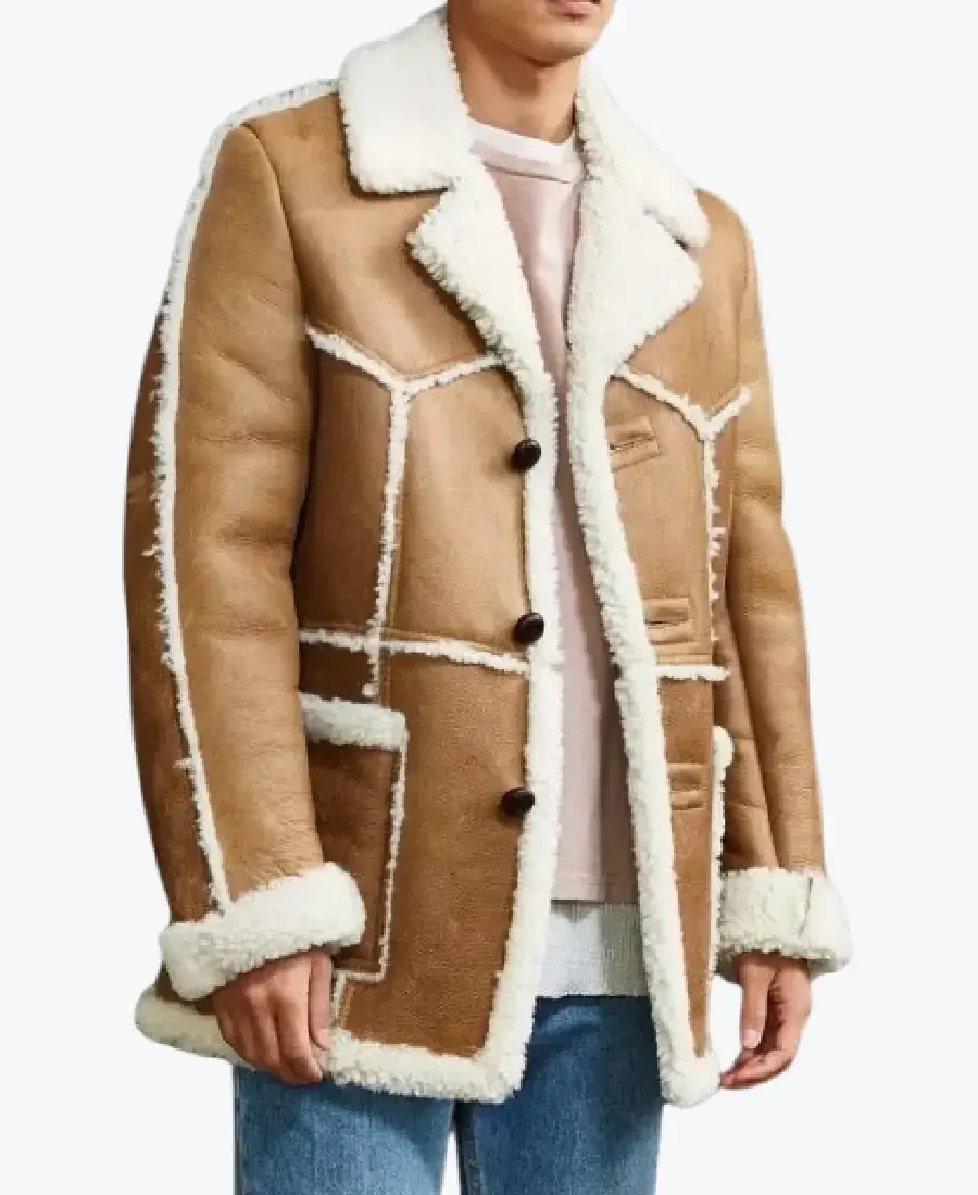 Men’s Brown Shearling Suede Leather Jacket Rare Jacket