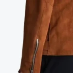 Men’s Brown Suede Leather Biker Jacket Sleeves Rare Jacket