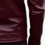 Men's Burgundy Cowhide Leather Moto Jacket Sleeves Rare Jacket