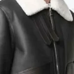 Men’s Carl Shearling Black Genuine Leather Jacket Collar Rare Jacket