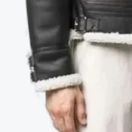 Men’s Carl Shearling Black Genuine Leather Jacket Sleeves Rare Jacket