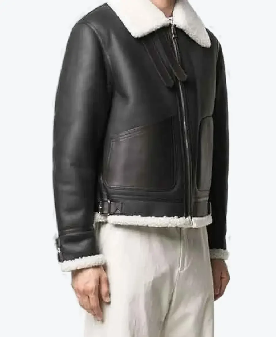 Men’s Carl Shearling Black Genuine Leather Jackets Rare Jacket