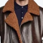 Men’s Chan Dark Brown Shearling Leather Jacket Collar Rare Jacket