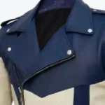 Men’s Gothic Cosplay Blue_White Leather Biker Jackets Collar Rare Jacket