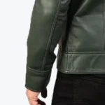 Men’s Green Leather Biker Jacket Sleeves Rare Jacket
