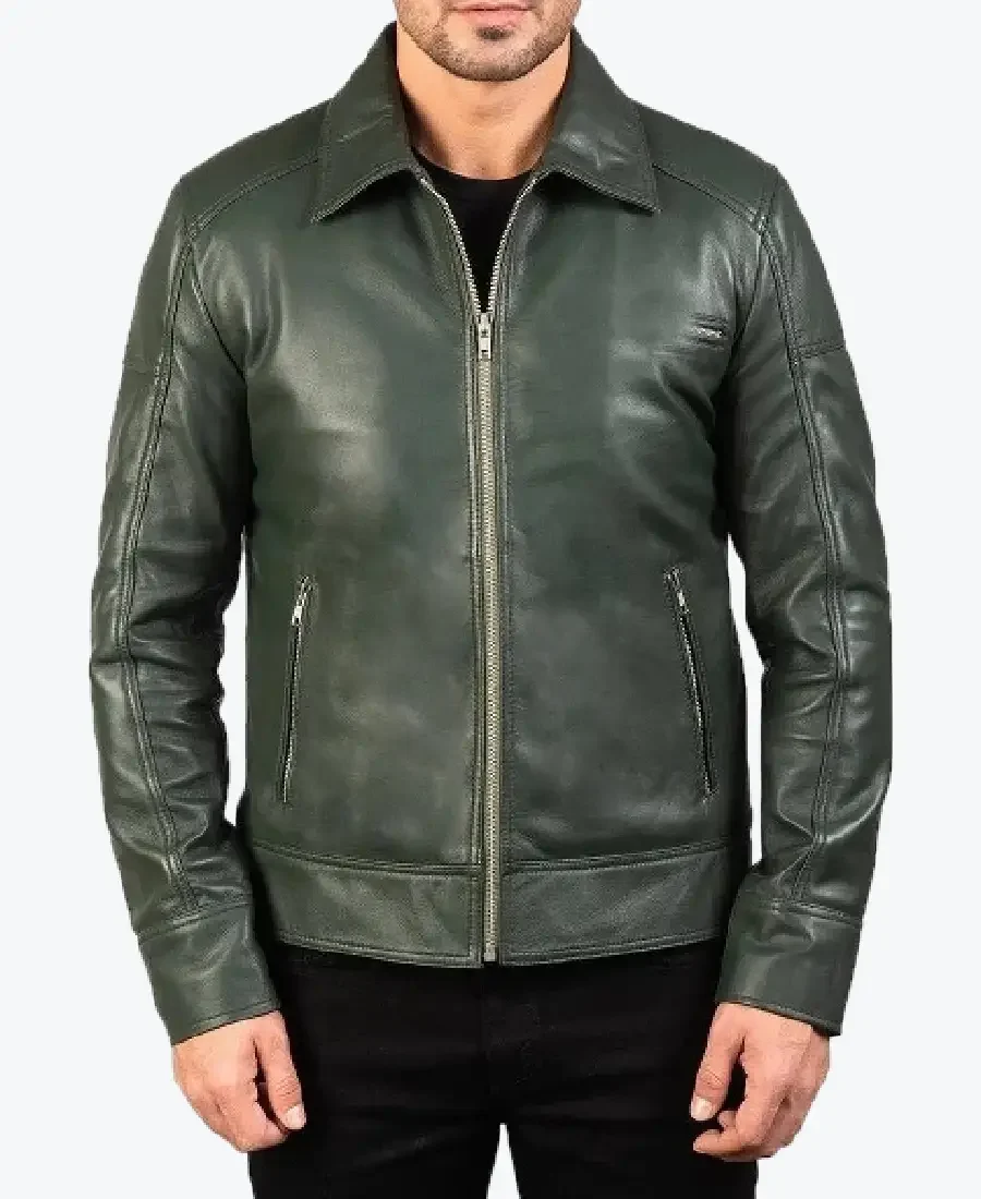 Men’s Green Leather Biker Jackets Rare Jacket