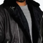 Men's Lapel Style Black Biker Leather Jacket Collar Rare Jacket