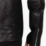 Men's Lapel Style Black Biker Leather Jacket Sleeves Rare Jacket