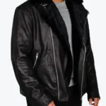 Men's Lapel Style Black Biker Leather Jackets Rare Jacket