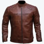 Men’s Motorcycle Casual Black Leather Jacket Browns Rare Jacket