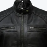 Men’s Motorcycle Casual Black Leather Jacket Collar Rare Jacket