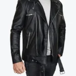 Men's Negan Leather Biker Jacket Side - Rare Jackets