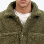 Men’s Oversized Sherpa Olive Jacket Collar Rare Jacket
