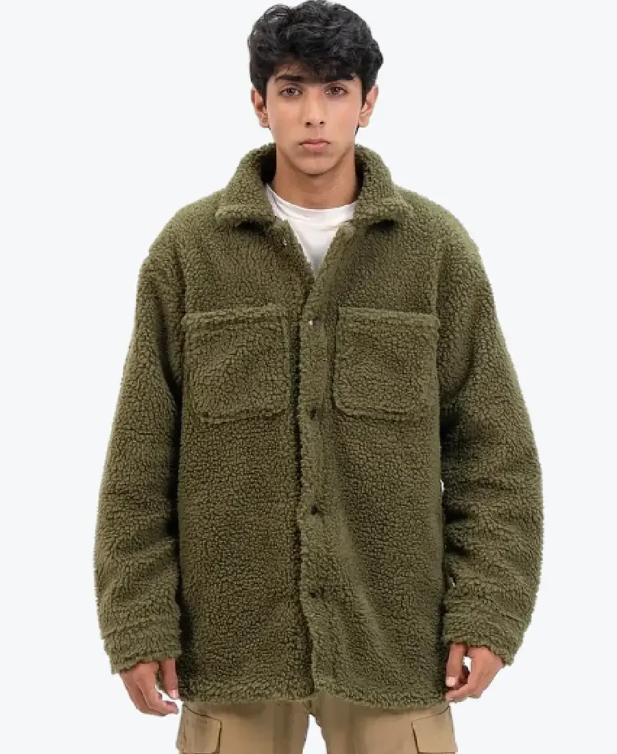 Men’s Oversized Sherpa Olive Jackets Rare Jacket