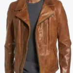 Men's Pure Tan Brown Brando Leather Jacket Rare Jacket Rare Jacket