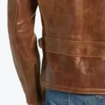 Men's Pure Tan Brown Brando Leather Jacket Sleeves Rare Jacket