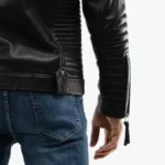 Men's Quilted Real Leather Motorcycle Jacket Sleeves Rare Jacket