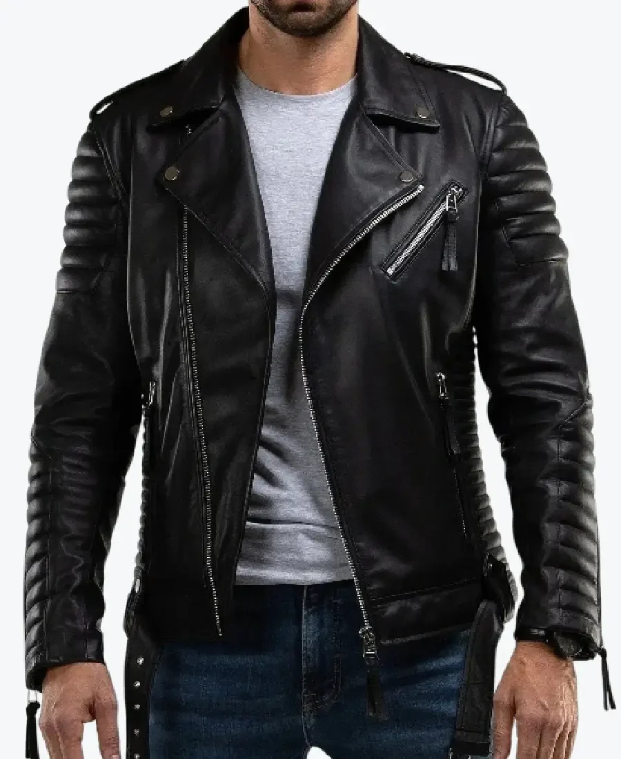 Men's Quilted Real Leather Motorcycle Jackets Rare Jacket