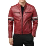 Madrid Quilted Red Leather Racing Jacket - Image 3