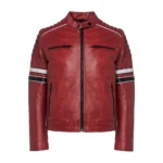 Madrid Quilted Red Leather Racing Jacket - Image 5