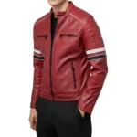 Madrid Quilted Red Leather Racing Jacket - Image 4