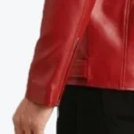 Men's Red Asymmetrical Biker Leather Jacket Sleeves Rare Jacket