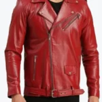 Men's Red Asymmetrical Biker Leather Jackets Men's Red Asymmetrical Biker Leather Jacket Sleeves Rare Jacket