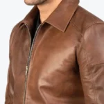 Men's Reeves Brown Biker Leather Jacket Collar Rare Jacket