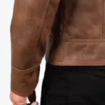 Men's Reeves Brown Biker Leather Jacket Sleeves Rare Jacket