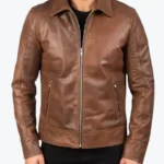 Men's Reeves Brown Biker Leather Jackets Rare Jacket
