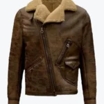 Men’s Shearling Distressed Brown Bomber Leather Jackets Rare Jacket