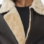 Men’s Shearling Leather Bomber Jacket Collar Rare Jacket