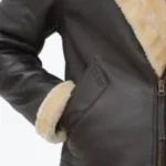 Men’s Shearling Leather Bomber Jacket Sleeves Rare Jacket