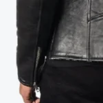Men's White Shearling Black Leather Jacket Sleeves Rare Jacket