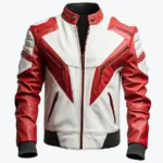 Men’s White and Red Street Racer Leather Jackets Rare Jacket