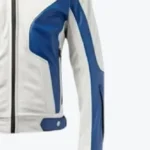 Men's White_Blue Biker Lambskin Leather Jacket Sleeves Rare Jacket